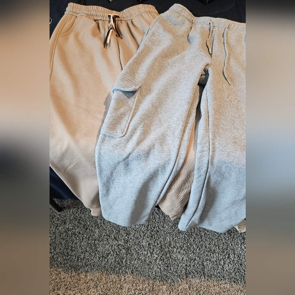 Light Gray Sweatpants And Cream Joggers